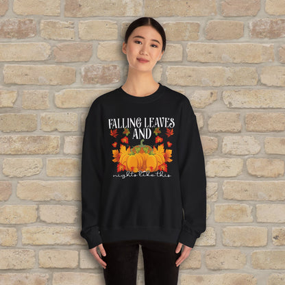 Graphic & Text Falling Leaves & Nights Like This Sweatshirt - Vibrant Styles