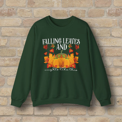 Graphic & Text Falling Leaves & Nights Like This Sweatshirt - Vibrant Styles