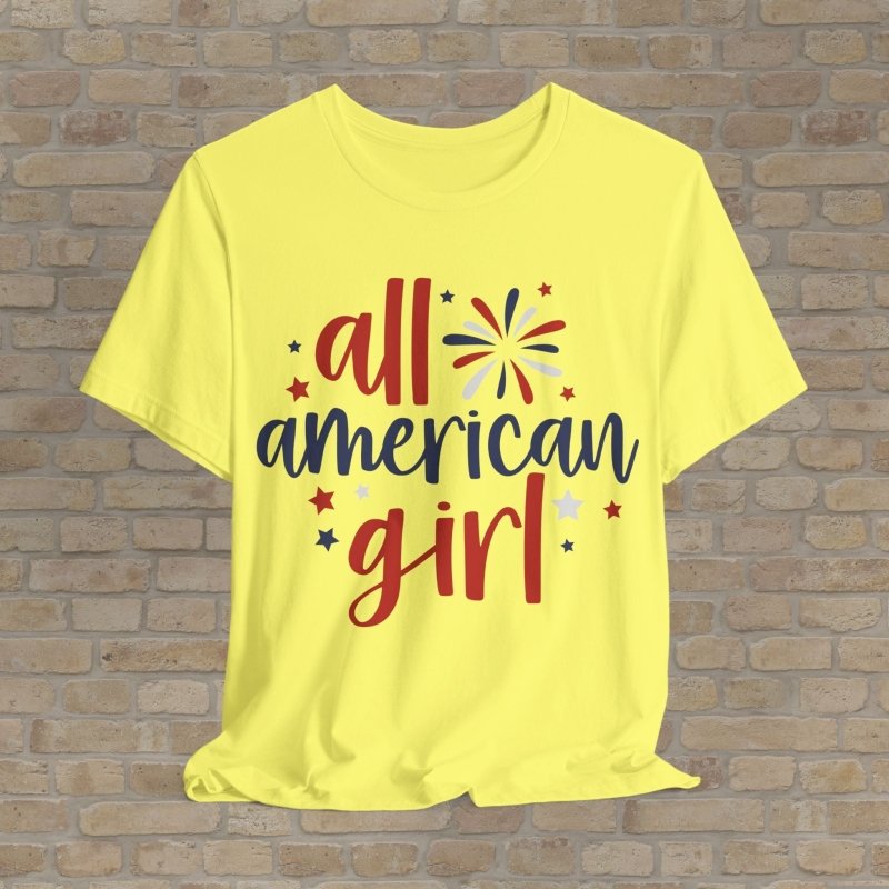Mostly Text T-Shirts Festive American Girl Tee - Vibrant Styles