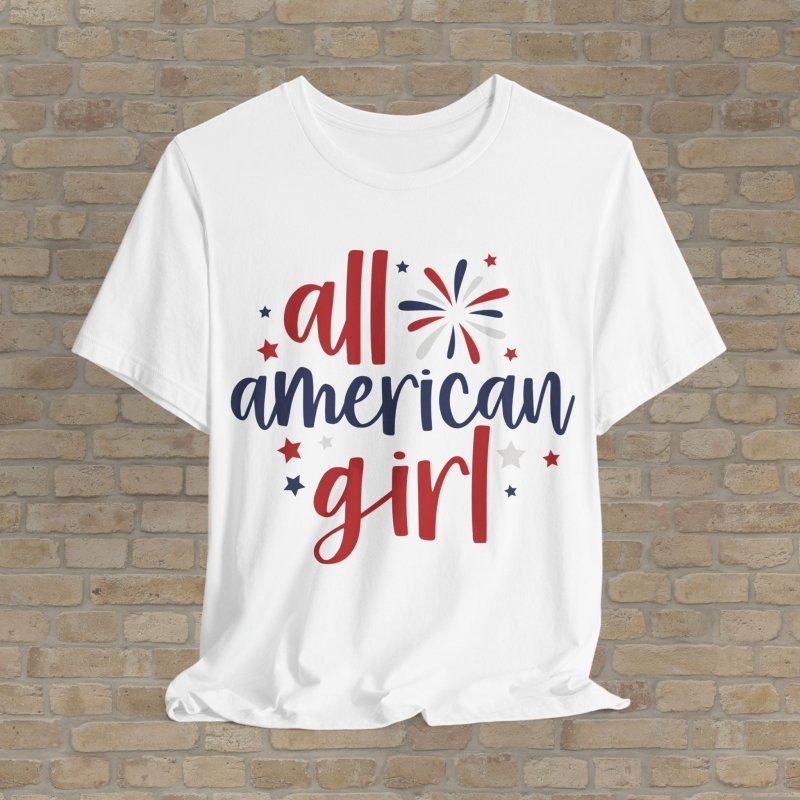 Mostly Text T-Shirts Festive American Girl Tee - Vibrant Styles