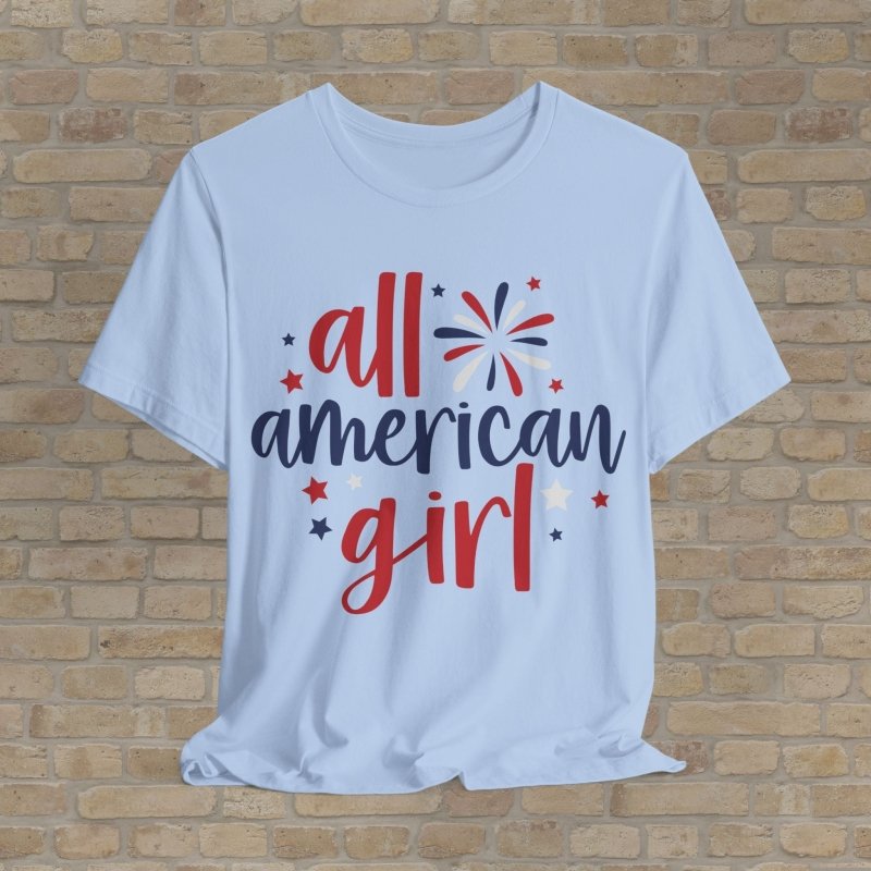 Mostly Text T-Shirts Festive American Girl Tee - Vibrant Styles