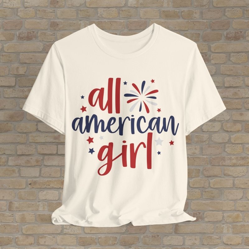 Mostly Text T-Shirts Festive American Girl Tee - Vibrant Styles