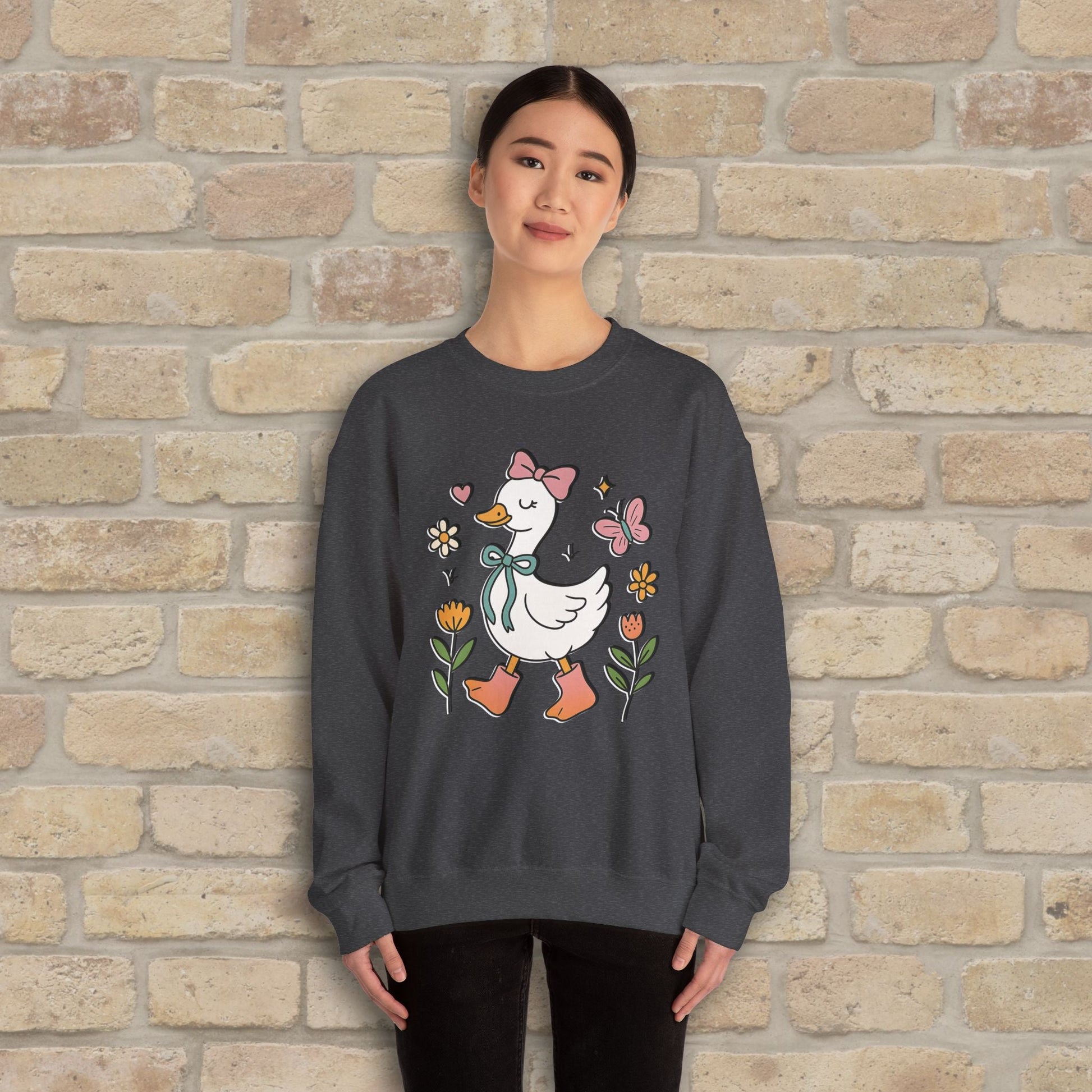 Graphic Only Floral Goose Sweatshirt - Vibrant Styles