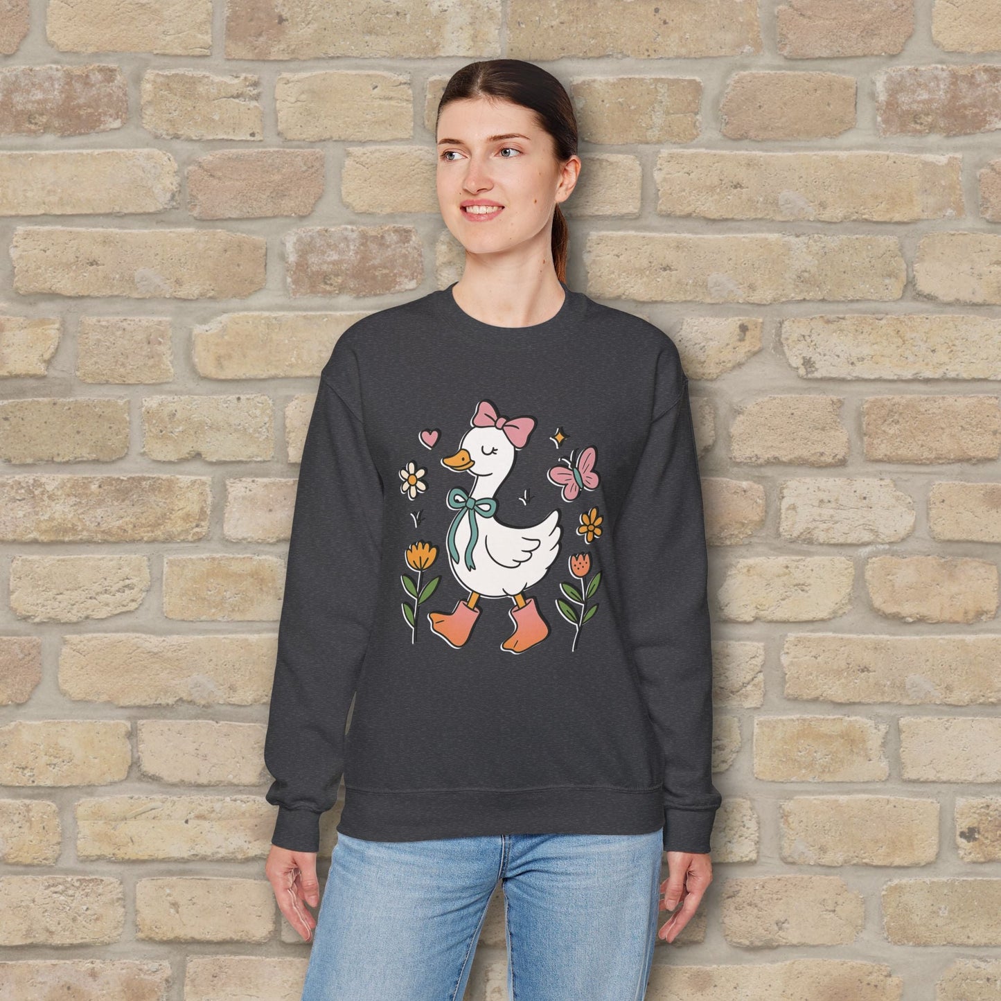 Graphic Only Floral Goose Sweatshirt - Vibrant Styles