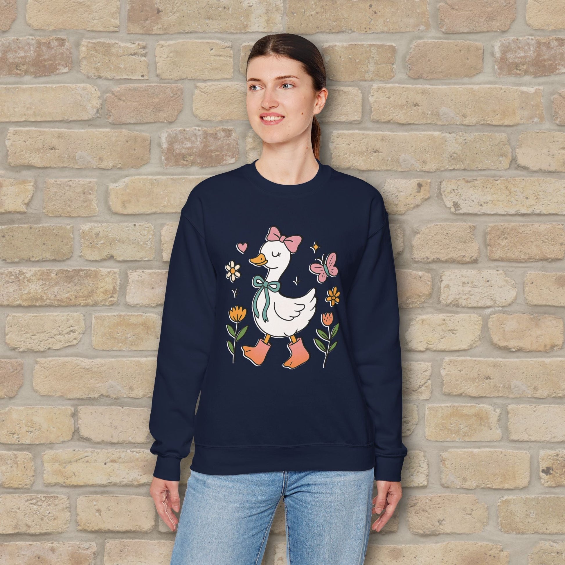 Graphic Only Floral Goose Sweatshirt - Vibrant Styles