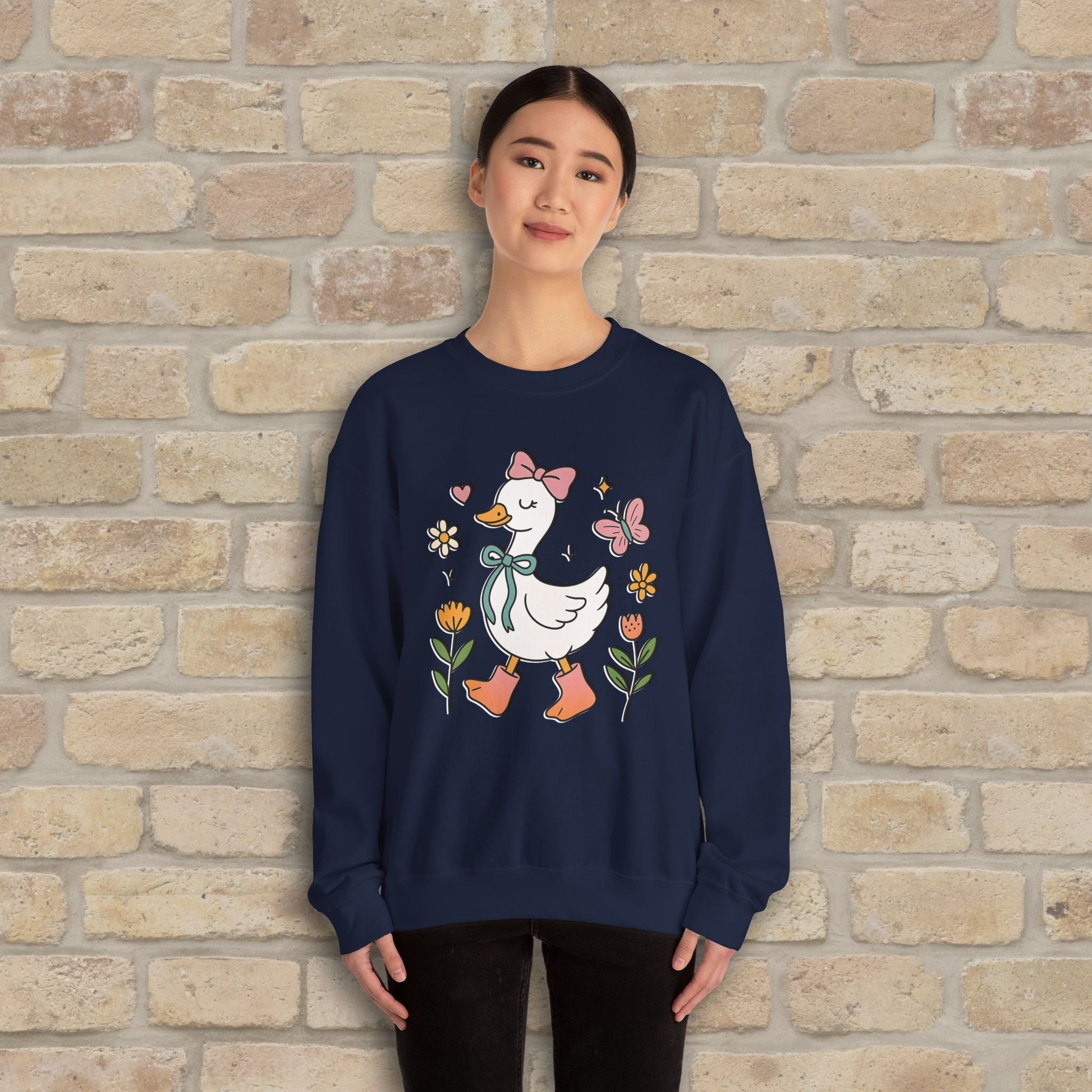 Graphic Only Floral Goose Sweatshirt - Vibrant Styles