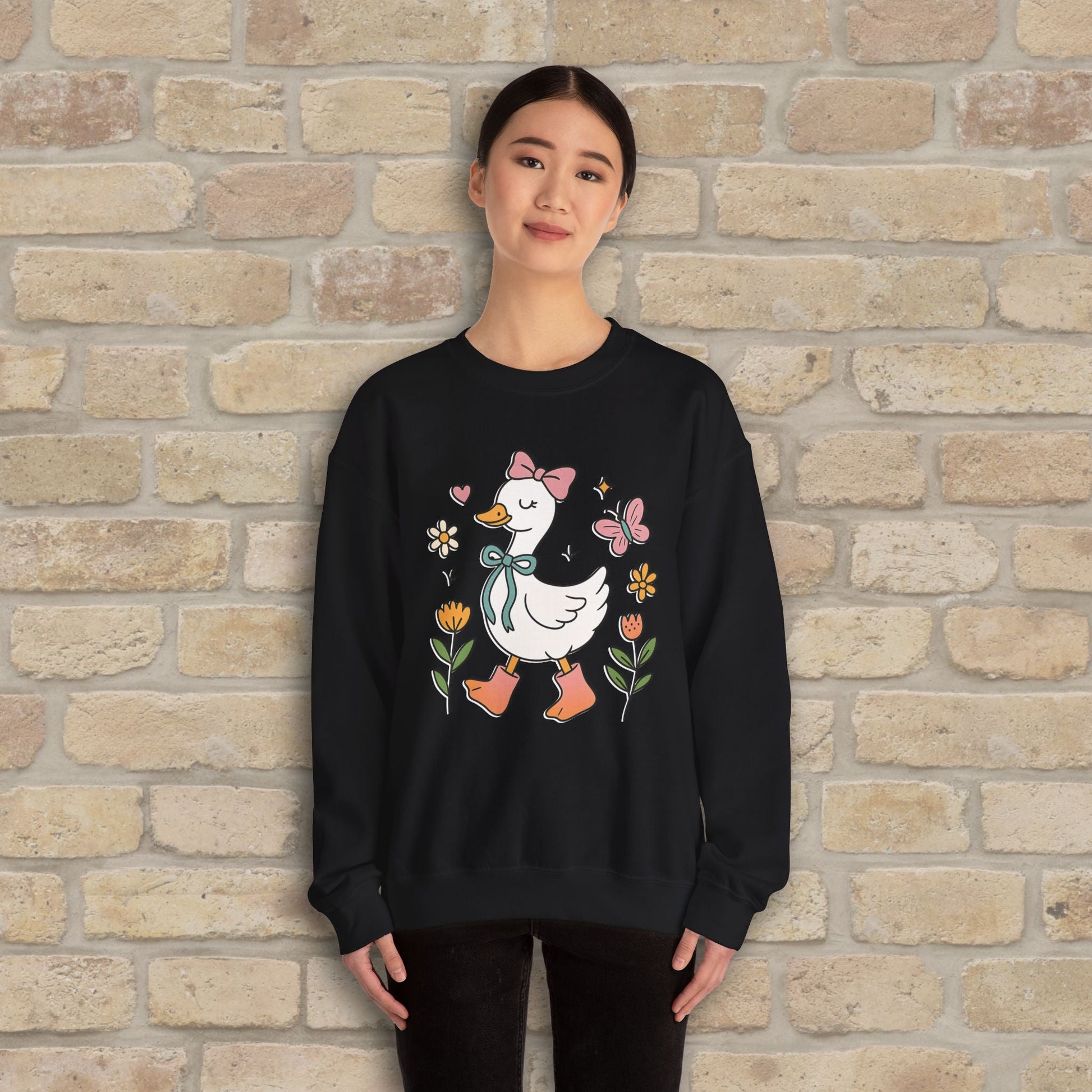 Graphic Only Floral Goose Sweatshirt - Vibrant Styles