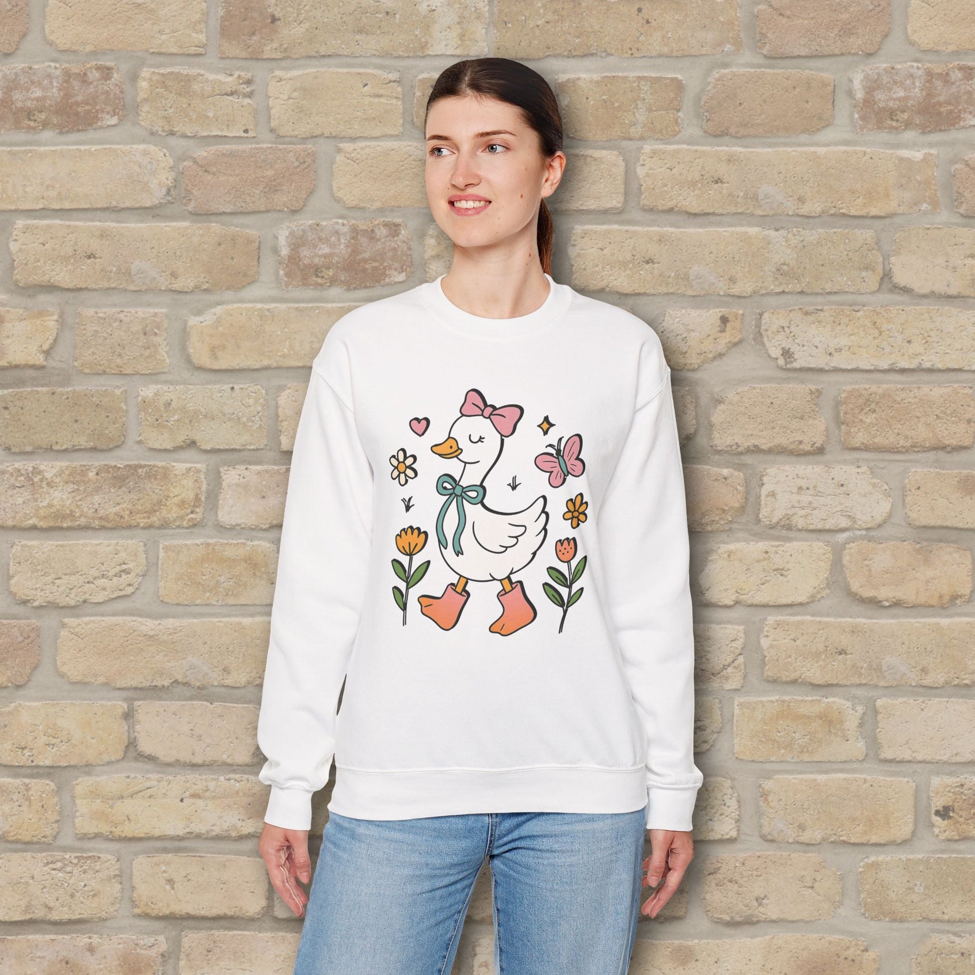Graphic Only Floral Goose Sweatshirt - Vibrant Styles