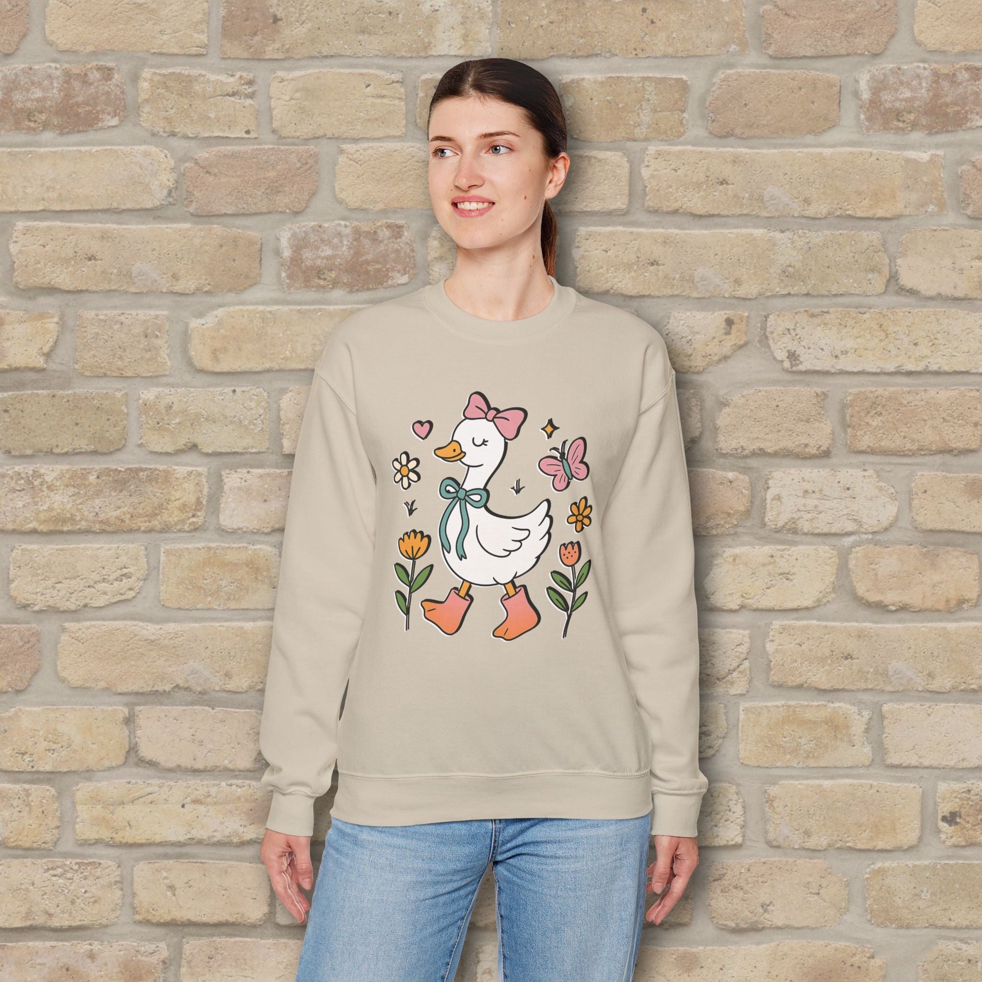 Graphic Only Floral Goose Sweatshirt - Vibrant Styles