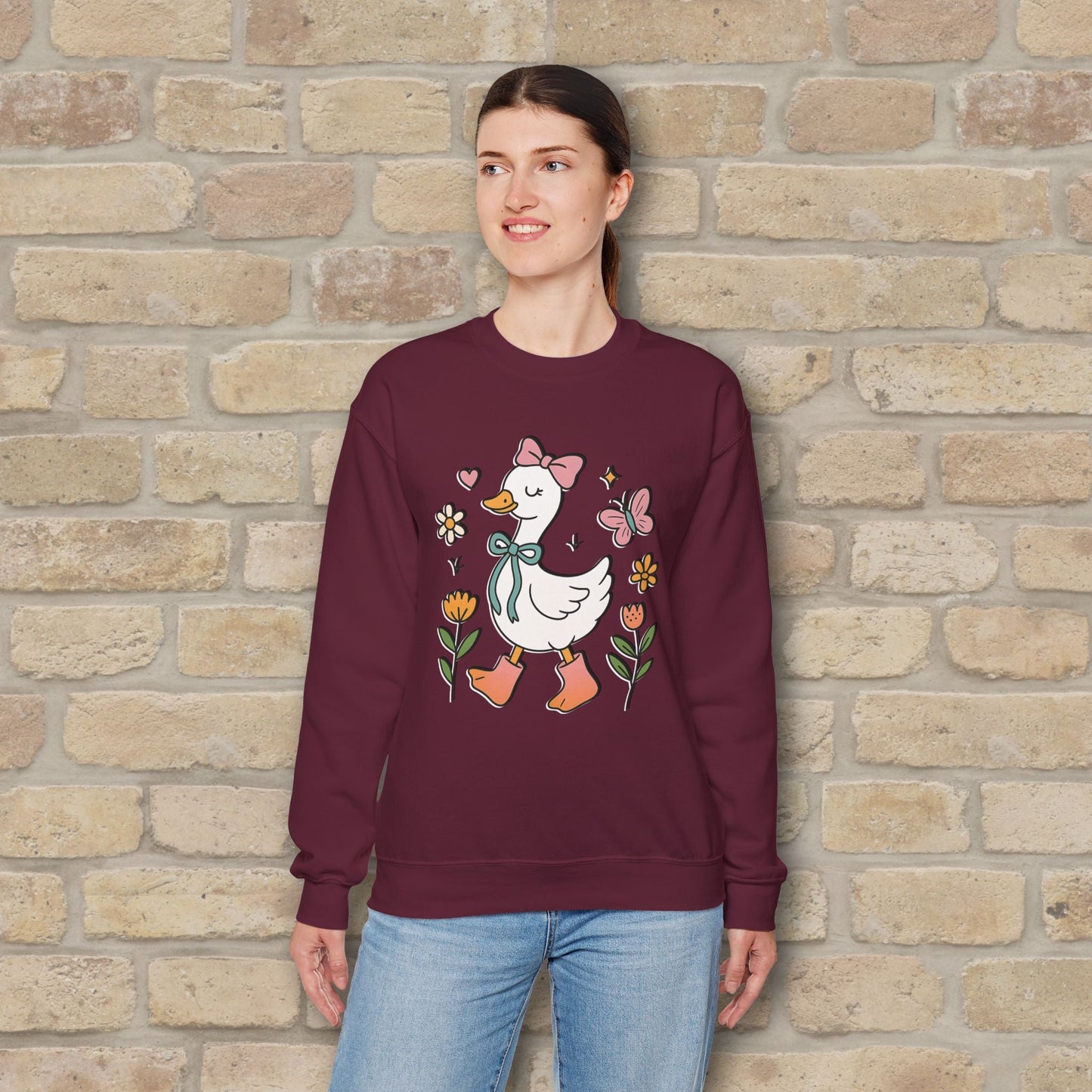 Graphic Only Floral Goose Sweatshirt - Vibrant Styles