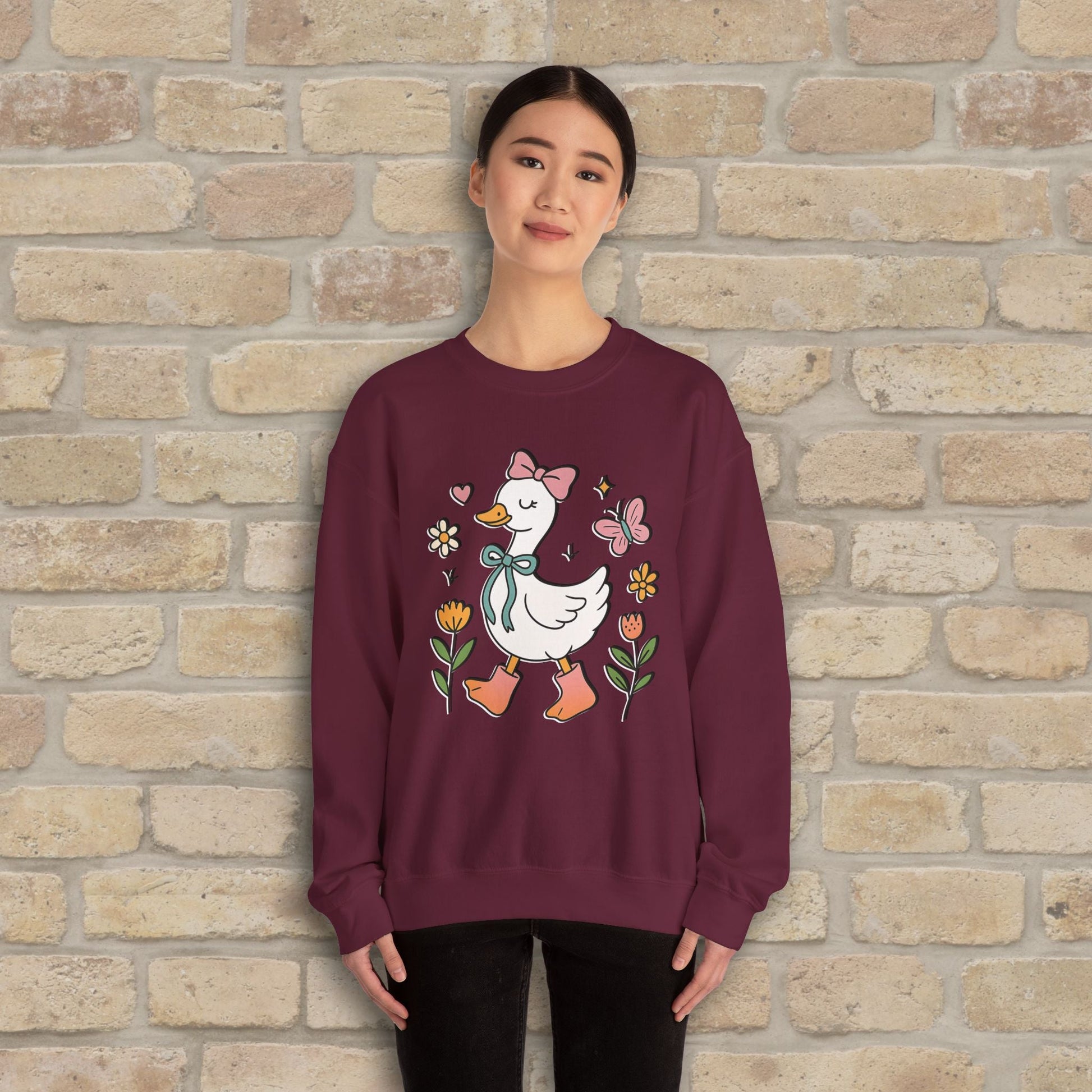 Graphic Only Floral Goose Sweatshirt - Vibrant Styles