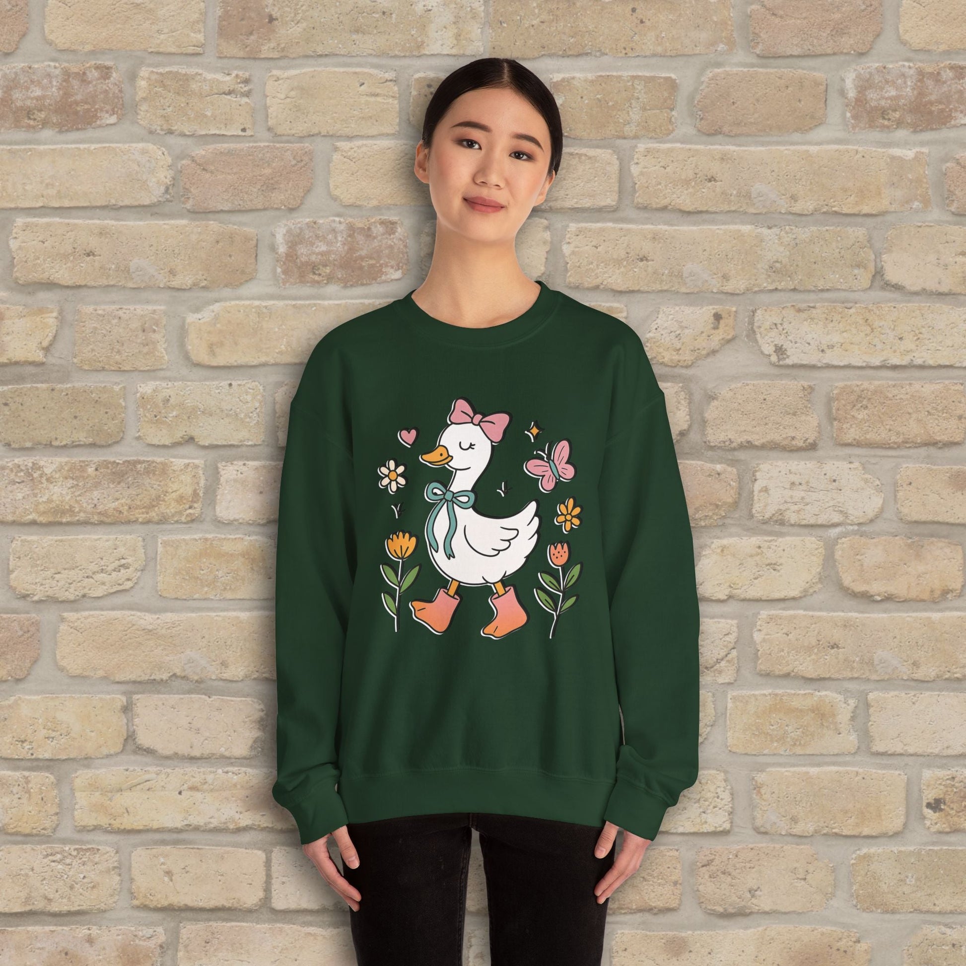 Graphic Only Floral Goose Sweatshirt - Vibrant Styles