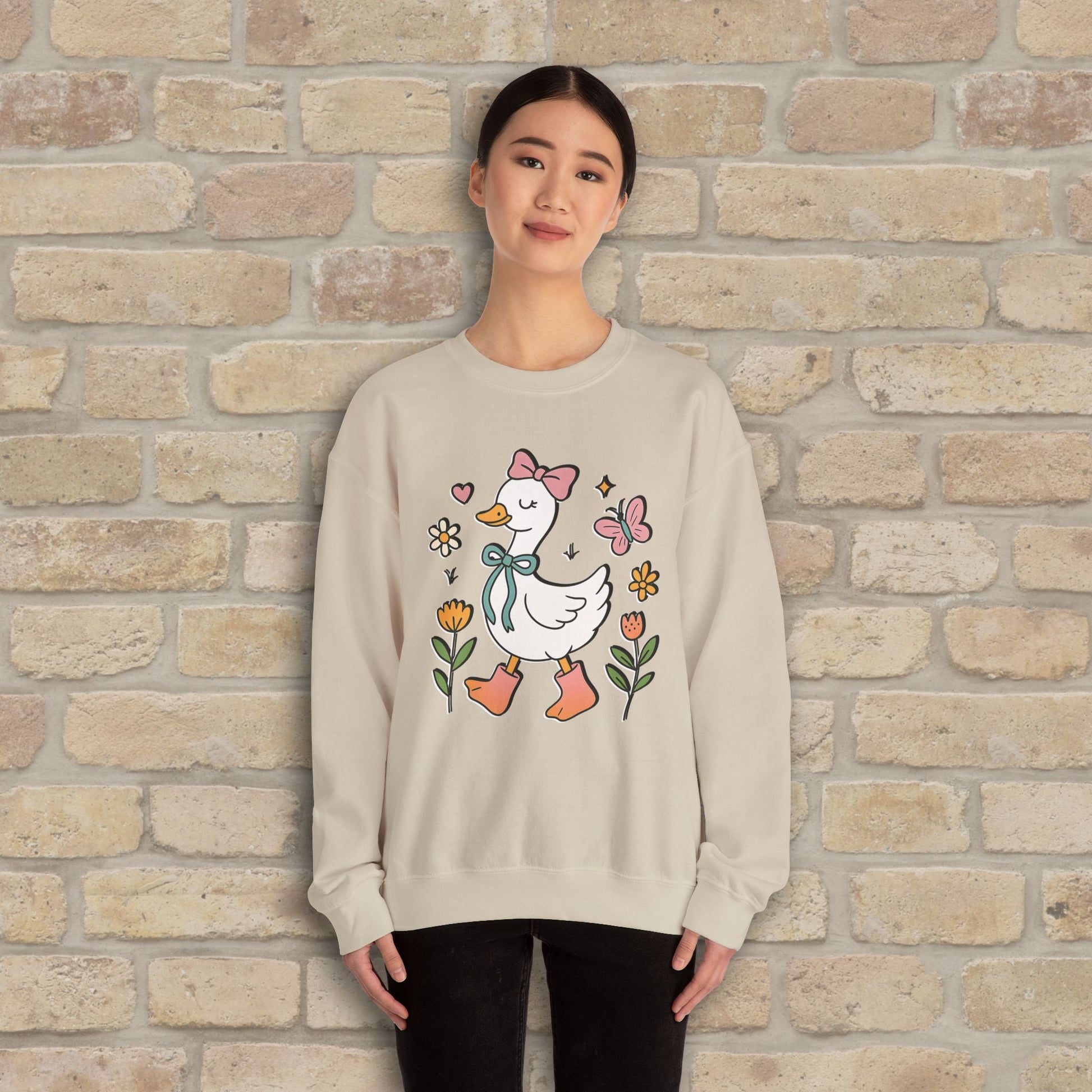Graphic Only Floral Goose Sweatshirt - Vibrant Styles