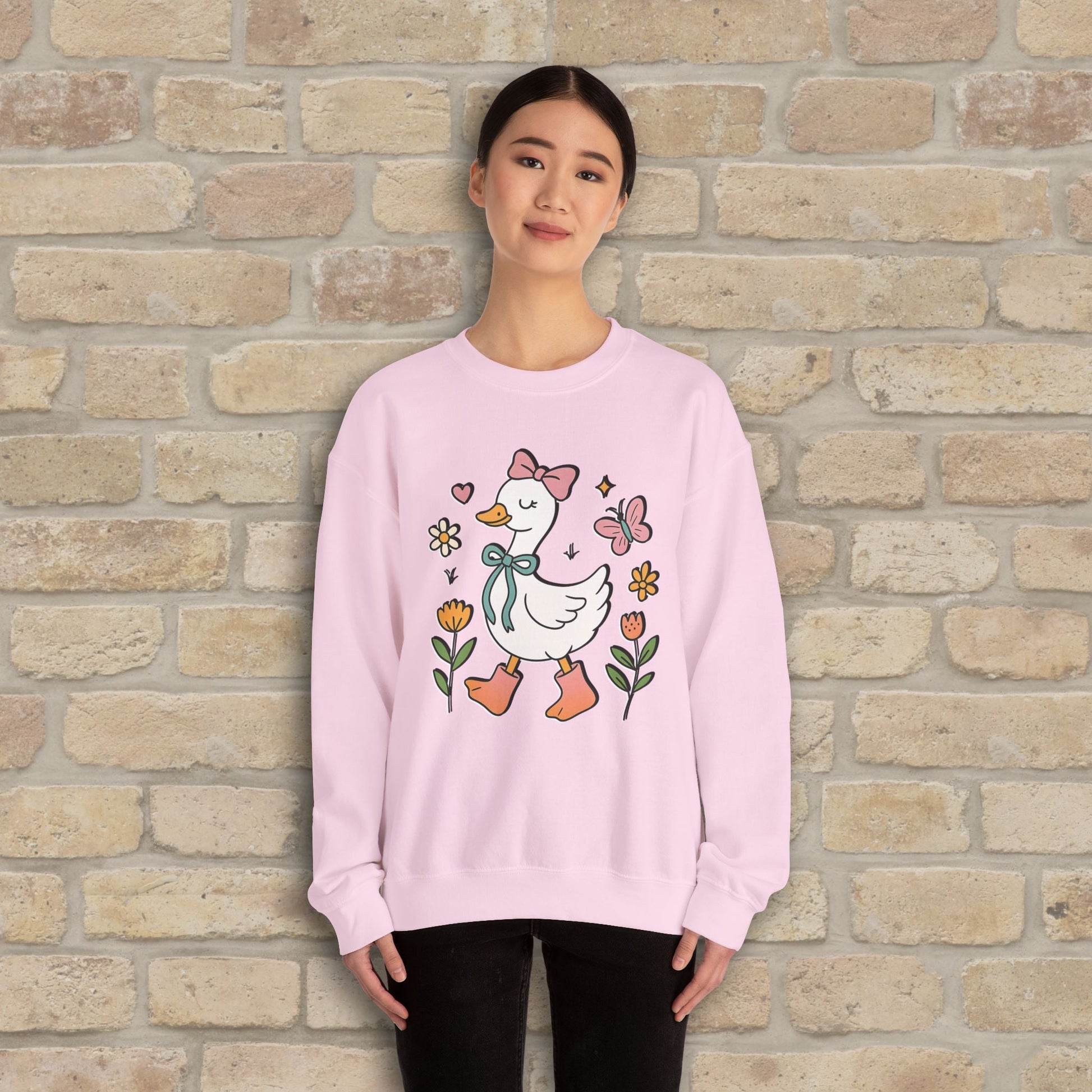 Graphic Only Floral Goose Sweatshirt - Vibrant Styles