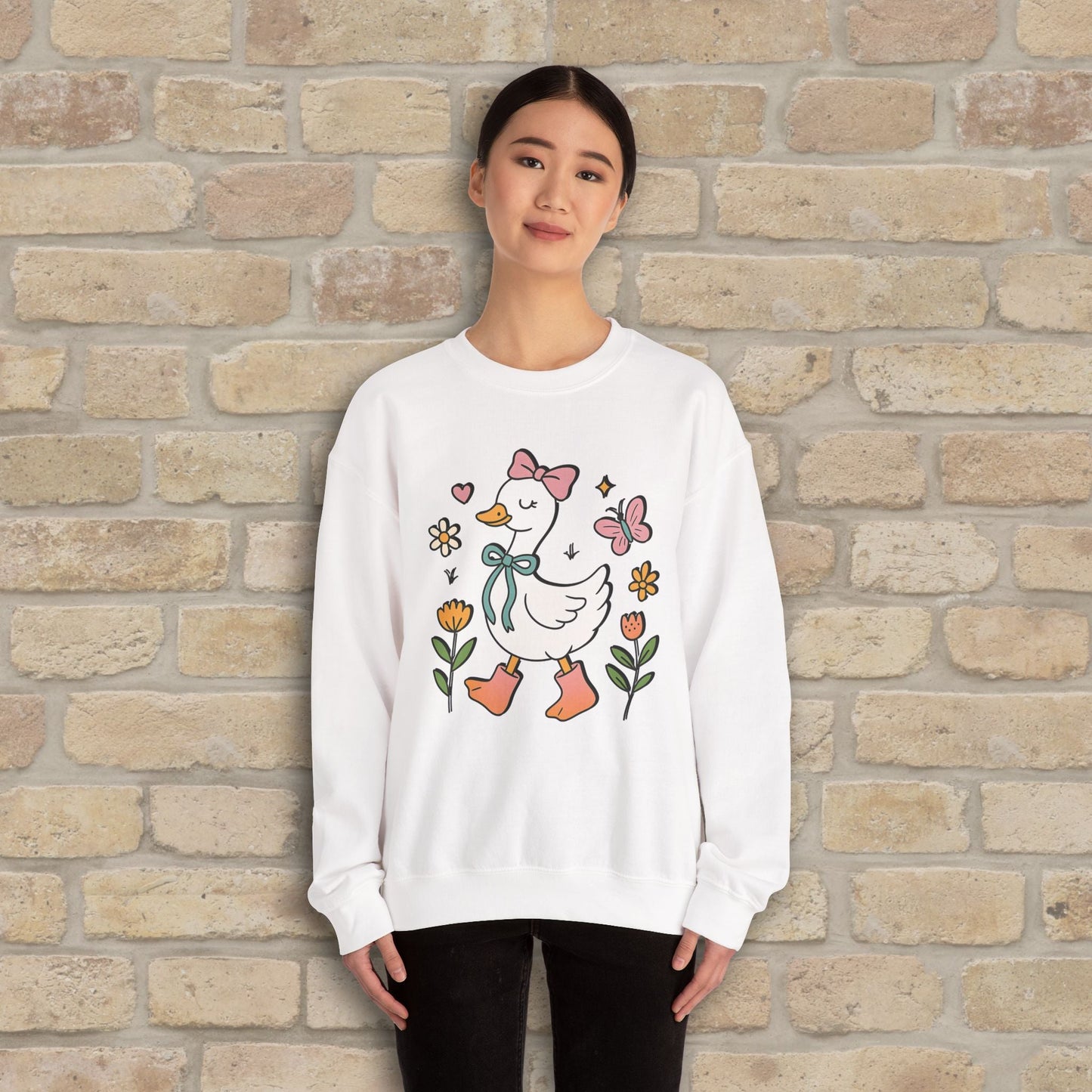Graphic Only Floral Goose Sweatshirt - Vibrant Styles