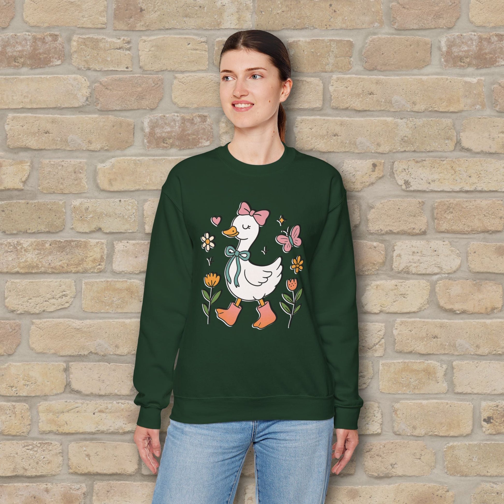 Graphic Only Floral Goose Sweatshirt - Vibrant Styles