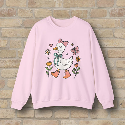 Graphic Only Floral Goose Sweatshirt - Vibrant Styles