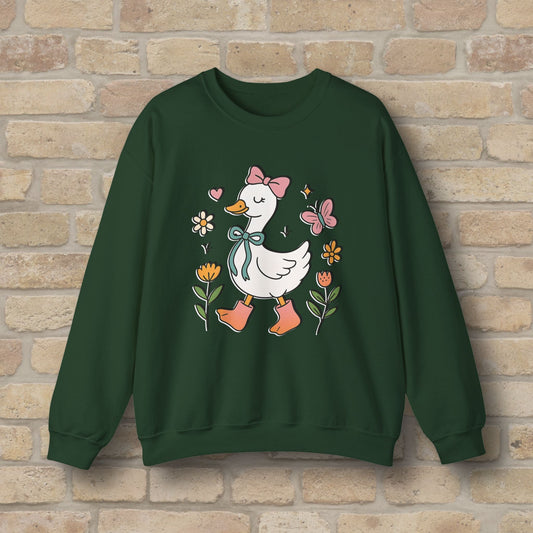Graphic Only Floral Goose Sweatshirt - Vibrant Styles