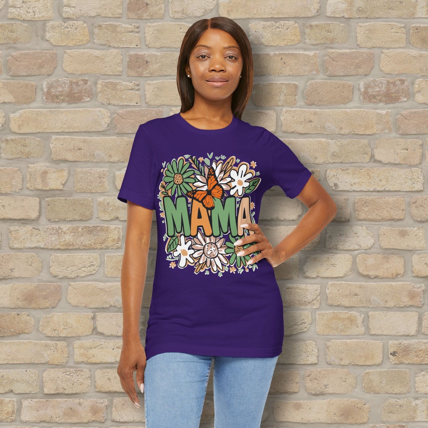 T-Shirt Floral Mama with Butterfly Tee - Vibrant Styles