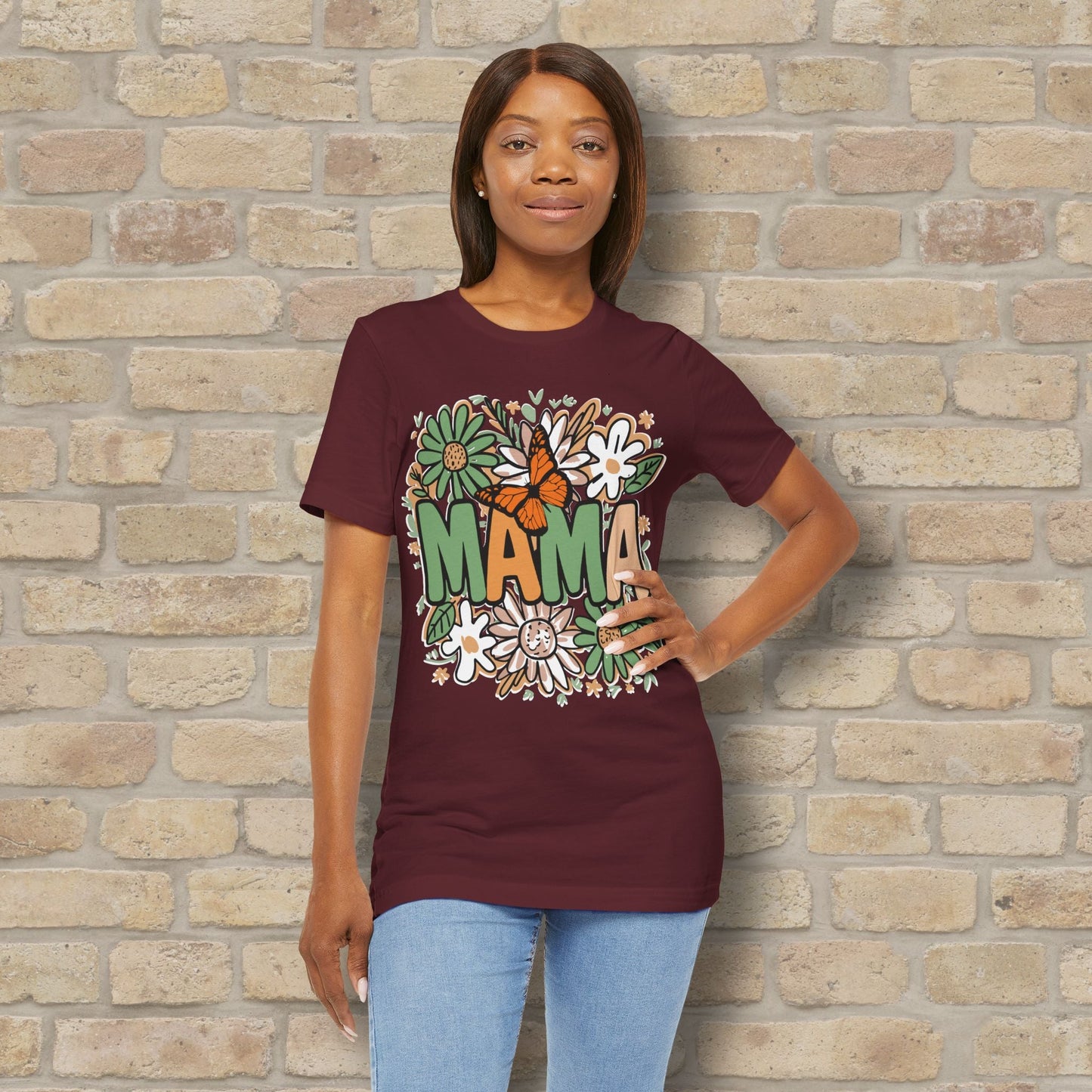 T-Shirt Floral Mama with Butterfly Tee - Vibrant Styles