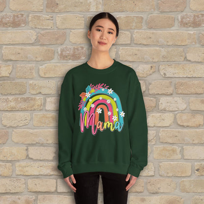 Graphic & Text Floral Rainbow Mama Sweatshirt - Vibrant Styles