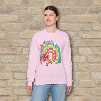 Graphic & Text Floral Rainbow Mama Sweatshirt - Vibrant Styles