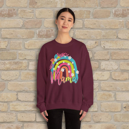 Graphic & Text Floral Rainbow Mama Sweatshirt - Vibrant Styles