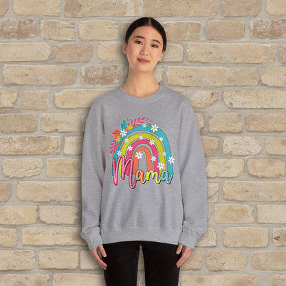 Graphic & Text Floral Rainbow Mama Sweatshirt - Vibrant Styles