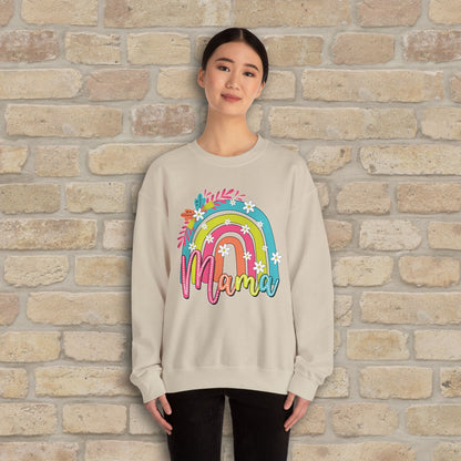 Graphic & Text Floral Rainbow Mama Sweatshirt - Vibrant Styles