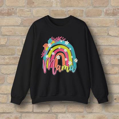 Graphic & Text Floral Rainbow Mama Sweatshirt - Vibrant Styles