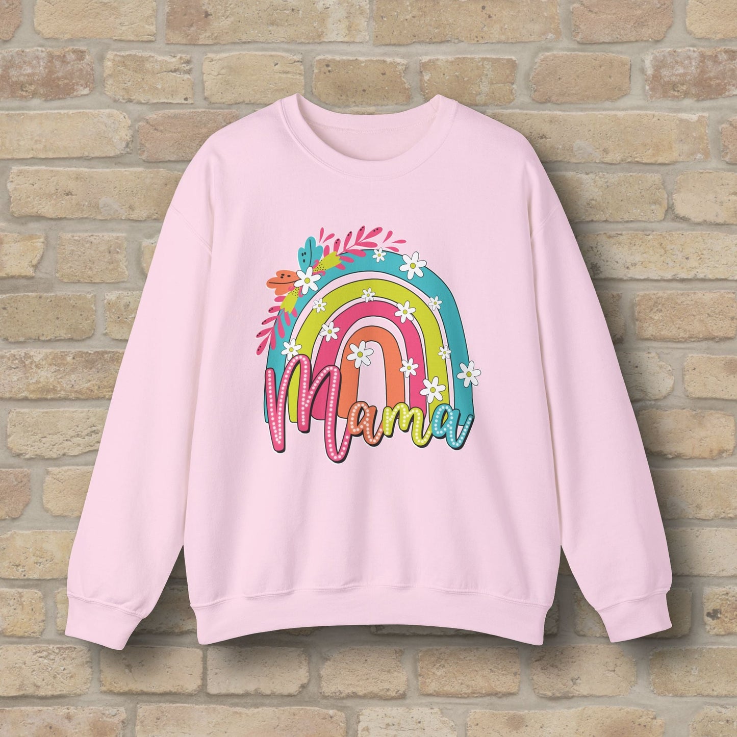 Graphic & Text Floral Rainbow Mama Sweatshirt - Vibrant Styles