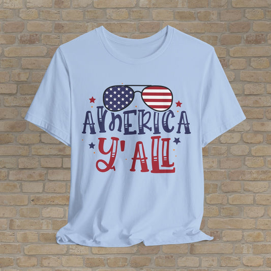 Graphic & Text T-Shirts Baby Blue / S America Y'all Tee
