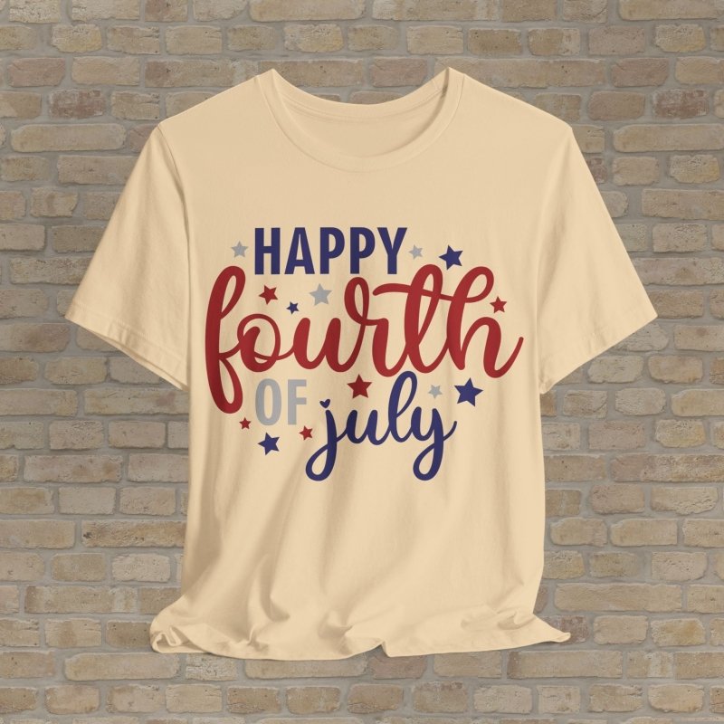 Mostly Text T-Shirts Happy Fourth Fest Tee - Vibrant Styles
