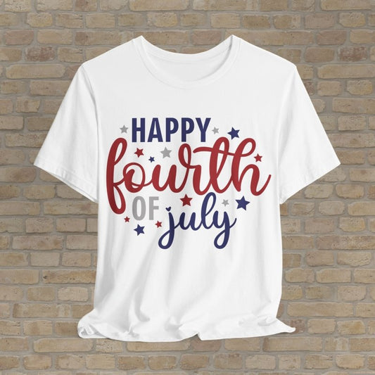 Mostly Text T-Shirts Happy Fourth Fest Tee - Vibrant Styles