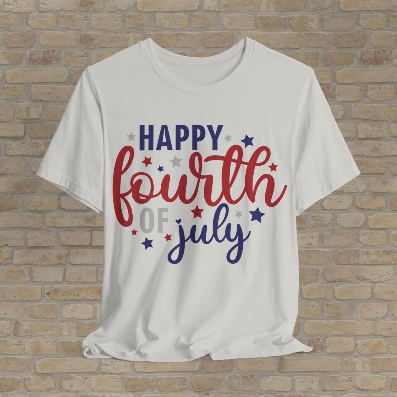 Mostly Text T-Shirts Happy Fourth Fest Tee - Vibrant Styles
