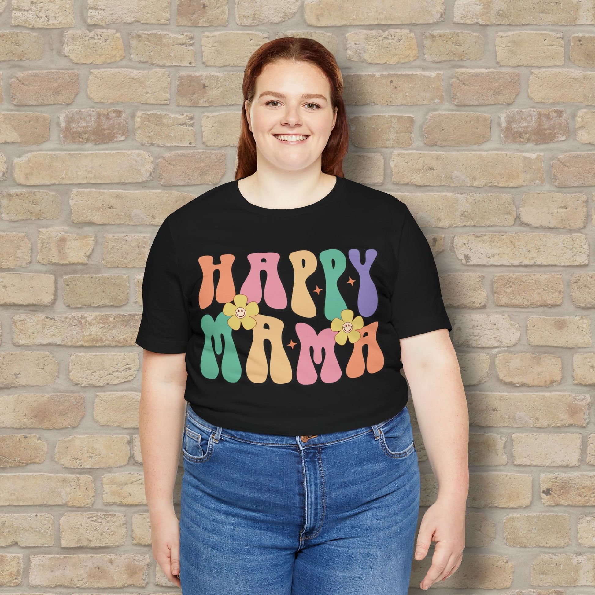 Mostly Text T-Shirts Happy Mama Tee - Vibrant Styles