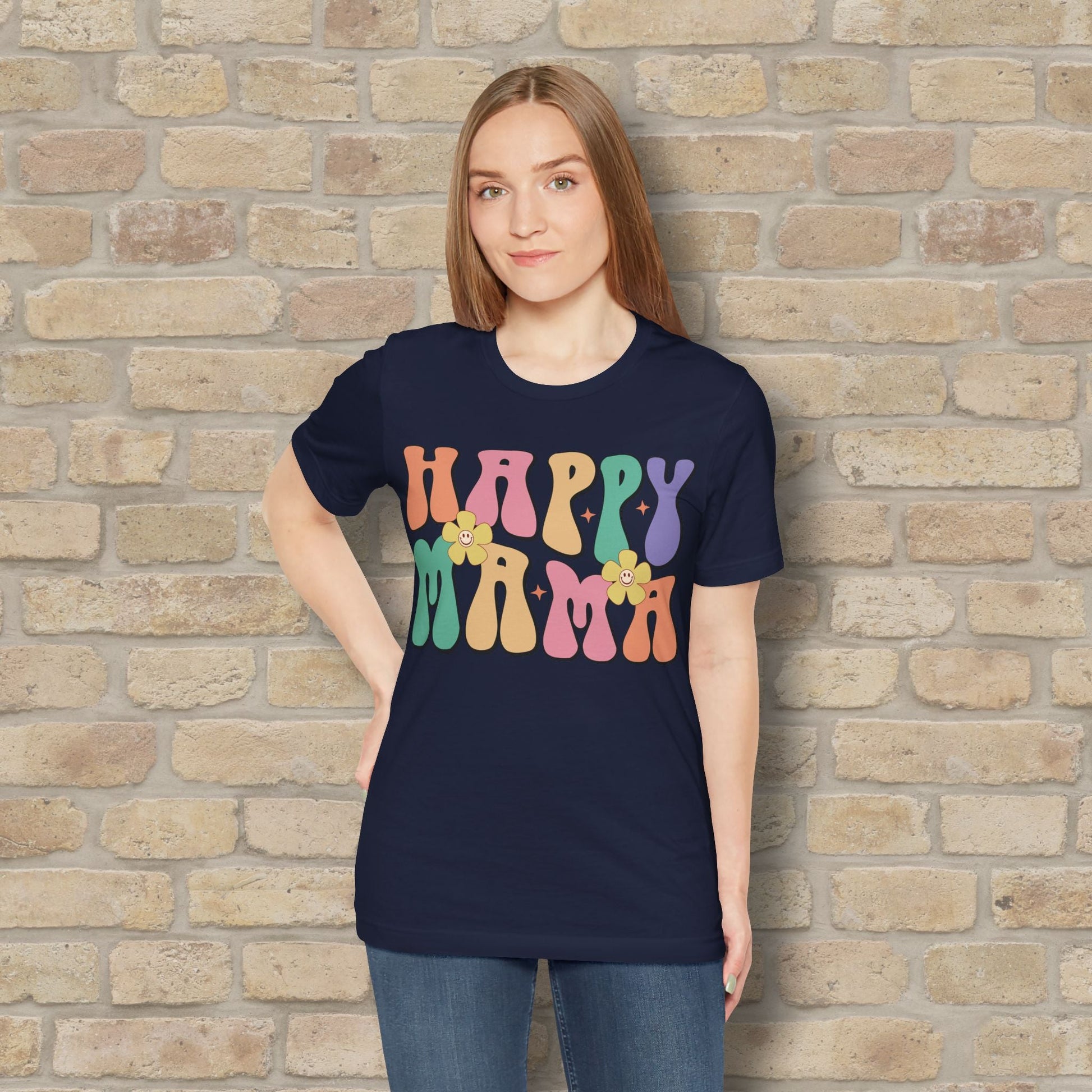 Mostly Text T-Shirts Happy Mama Tee - Vibrant Styles