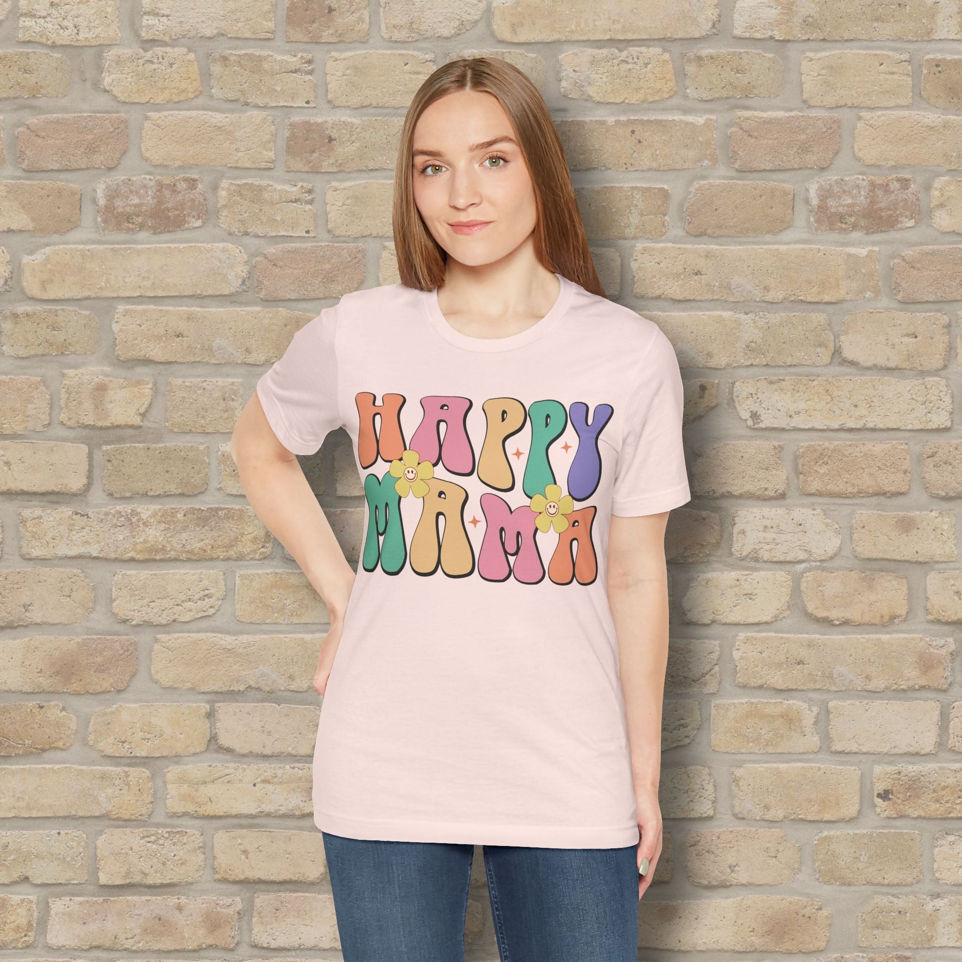 Mostly Text T-Shirts Happy Mama Tee - Vibrant Styles