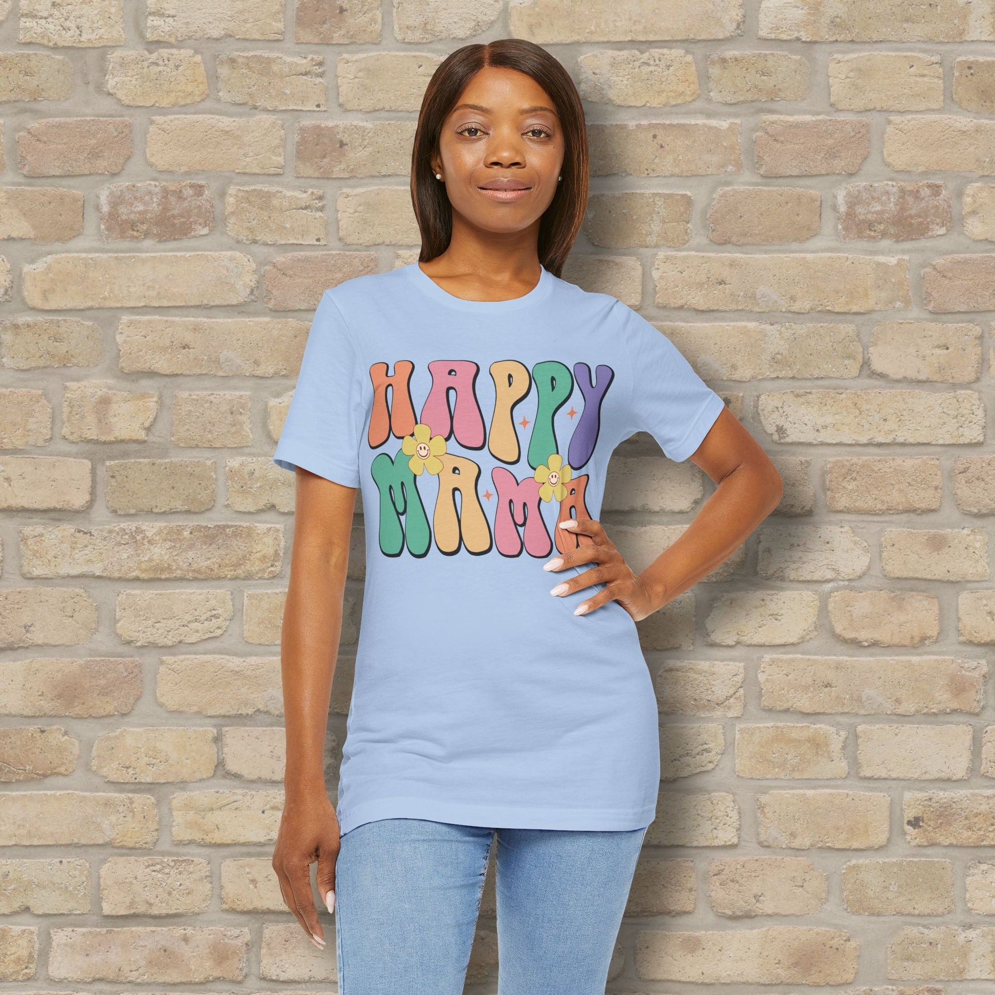 Mostly Text T-Shirts Happy Mama Tee - Vibrant Styles
