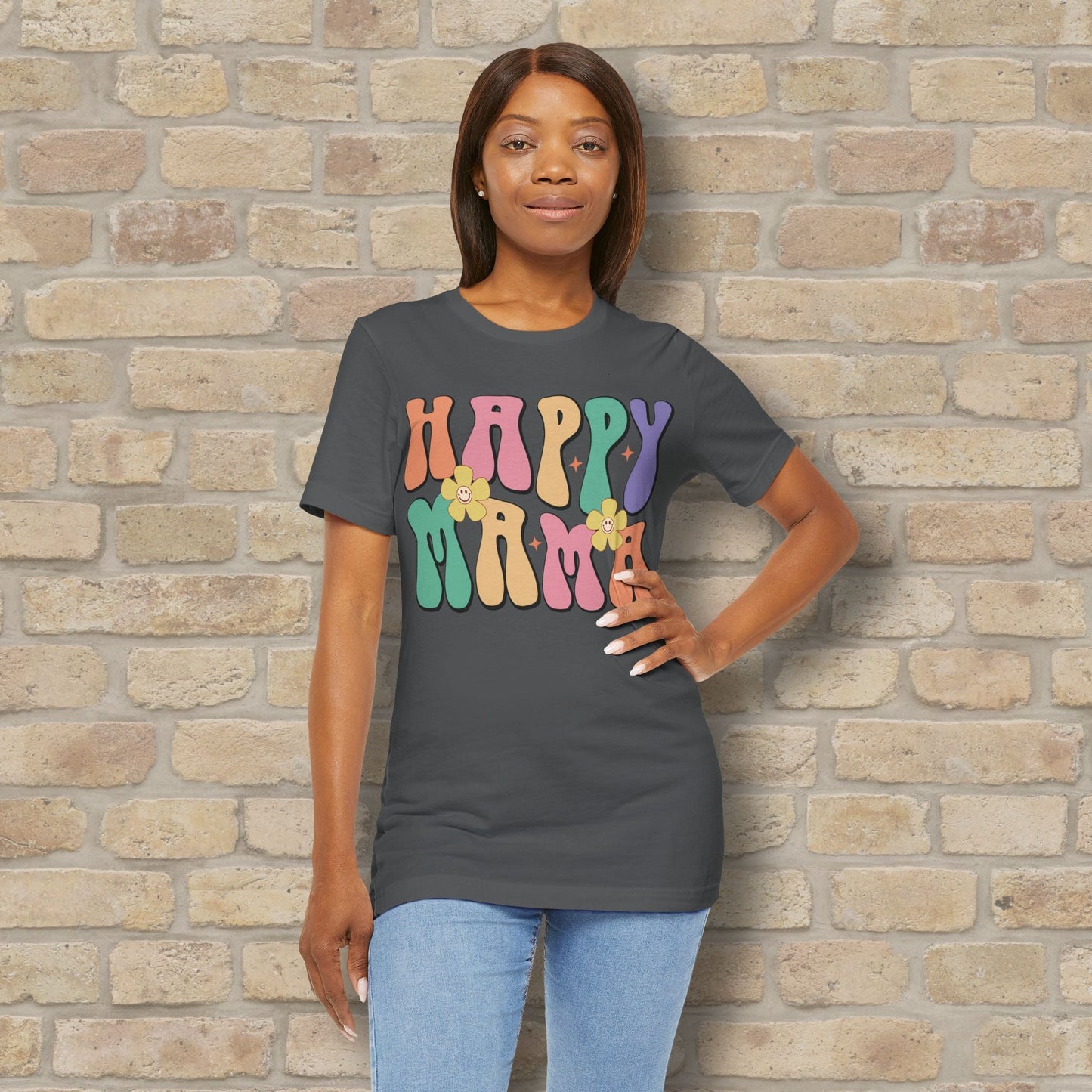 Mostly Text T-Shirts Happy Mama Tee - Vibrant Styles
