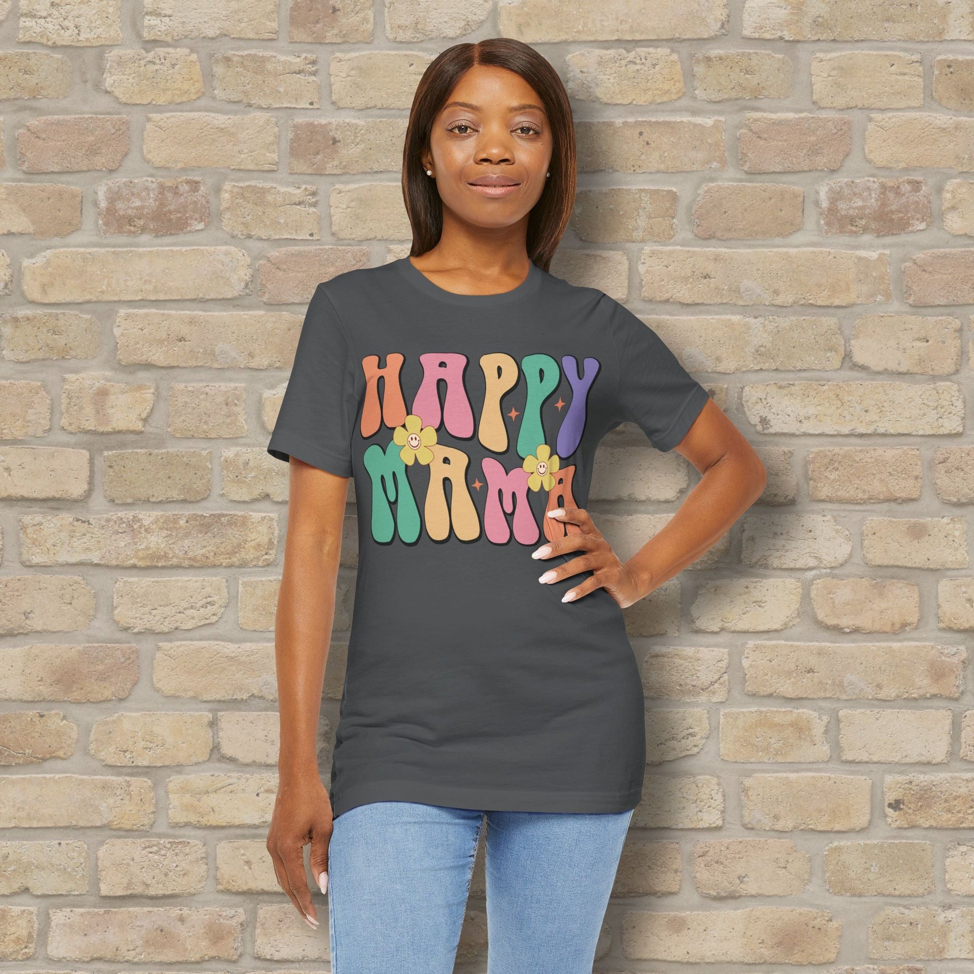Mostly Text T-Shirts Happy Mama Tee - Vibrant Styles