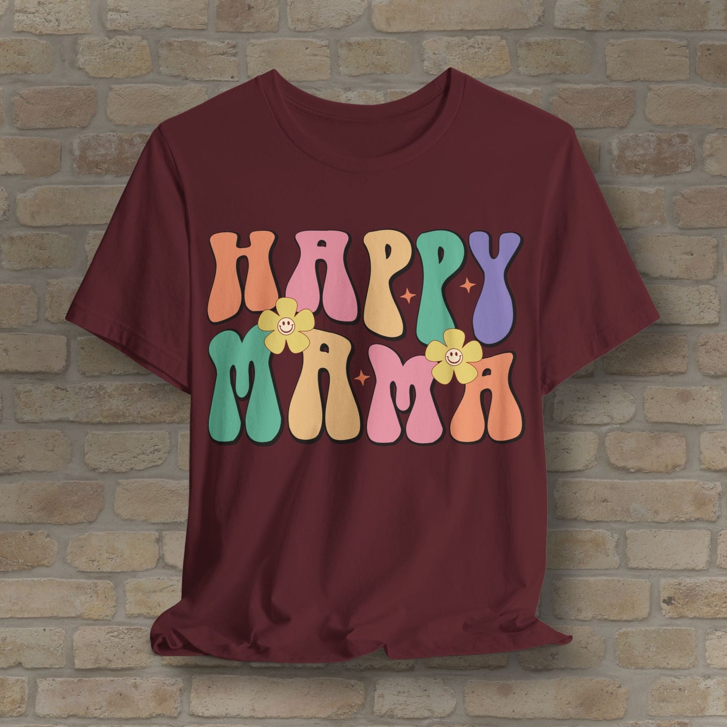 Mostly Text T-Shirts Happy Mama Tee - Vibrant Styles