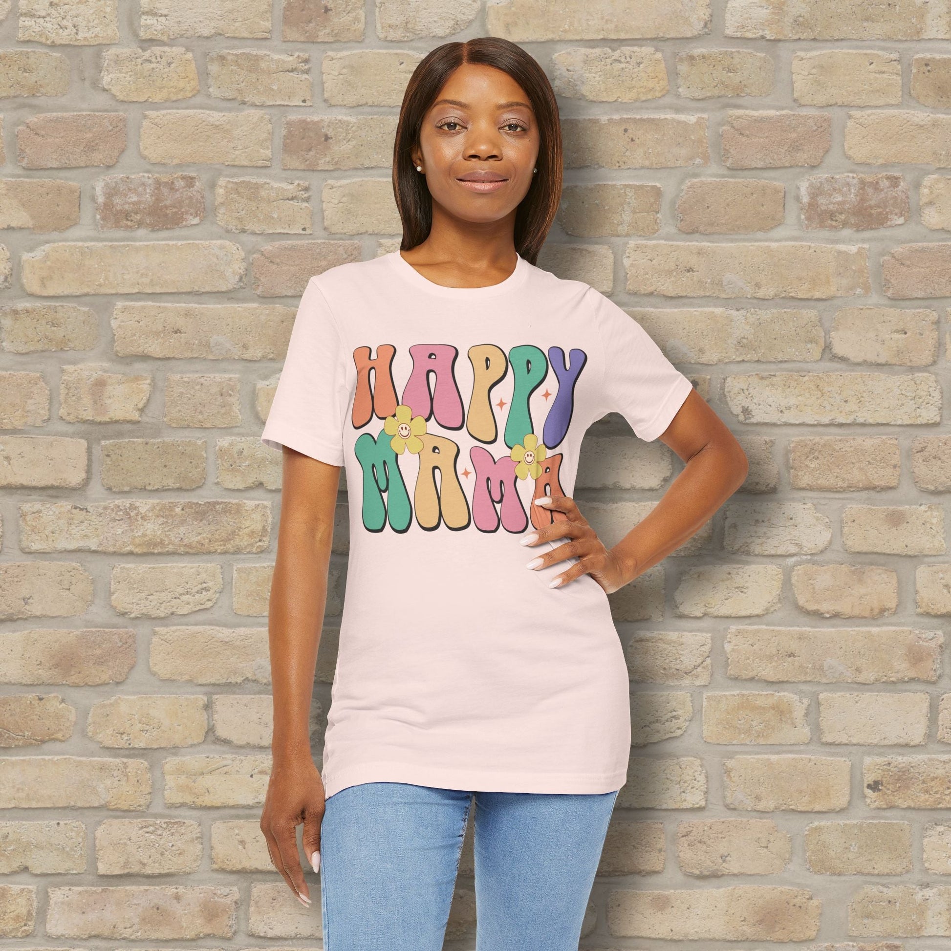 Mostly Text T-Shirts Happy Mama Tee - Vibrant Styles