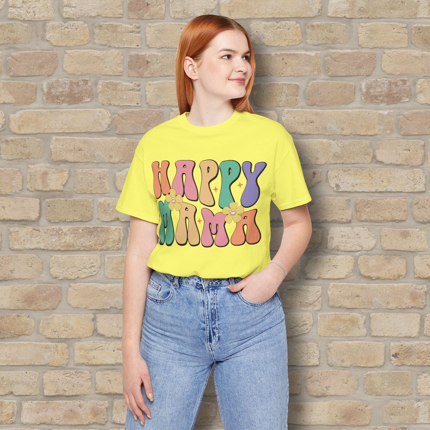 Mostly Text T-Shirts Happy Mama Tee - Vibrant Styles