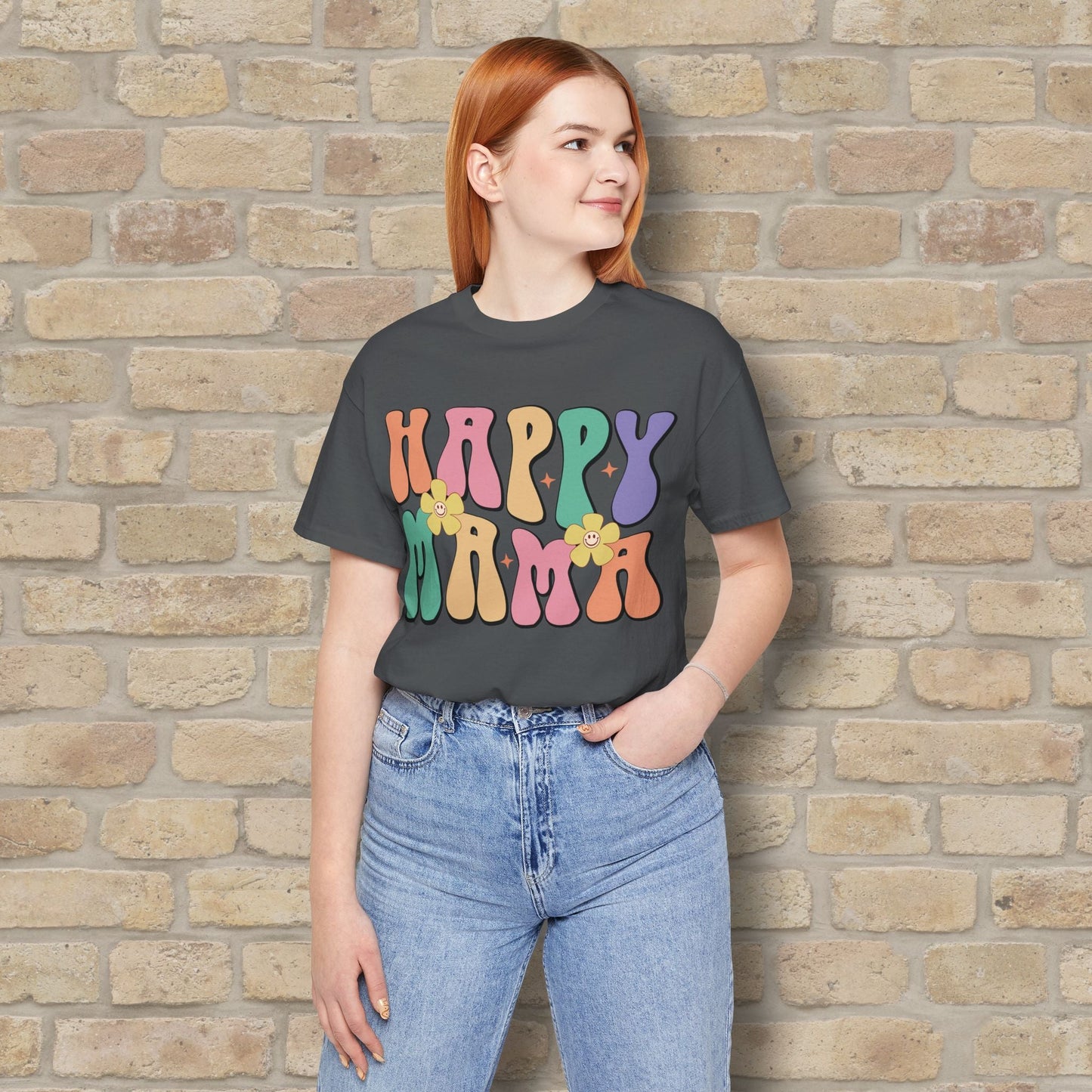 Mostly Text T-Shirts Happy Mama Tee - Vibrant Styles