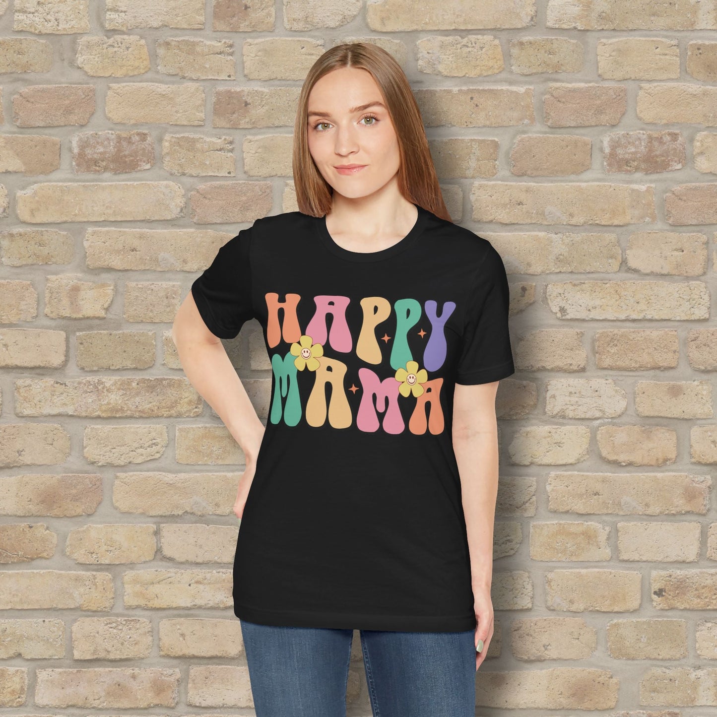 Mostly Text T-Shirts Happy Mama Tee - Vibrant Styles