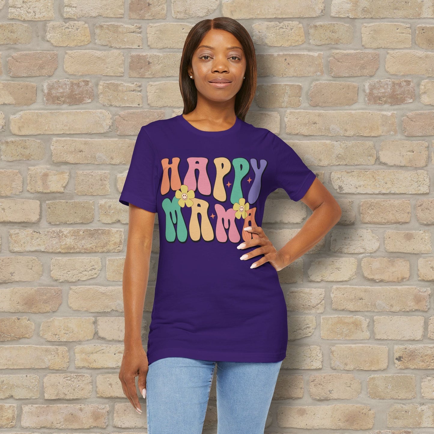 Mostly Text T-Shirts Happy Mama Tee - Vibrant Styles
