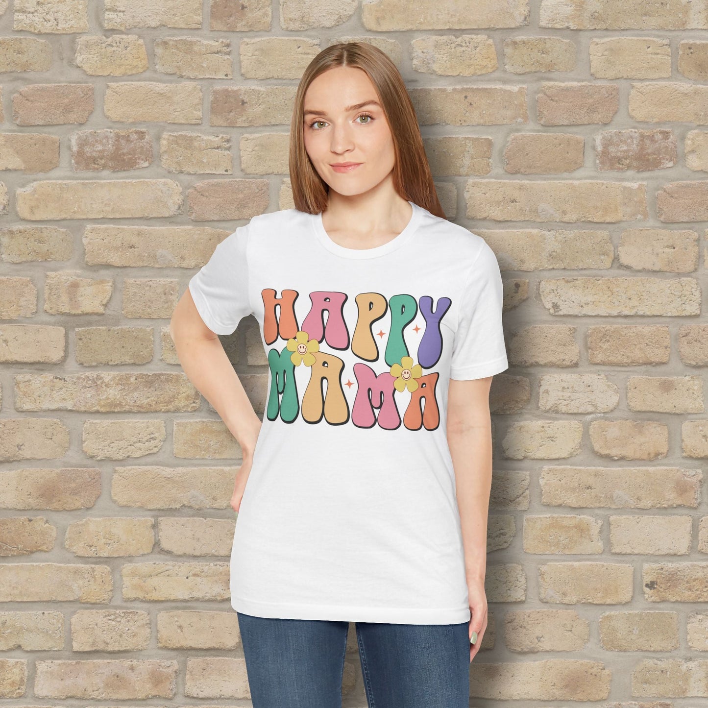 Mostly Text T-Shirts Happy Mama Tee - Vibrant Styles