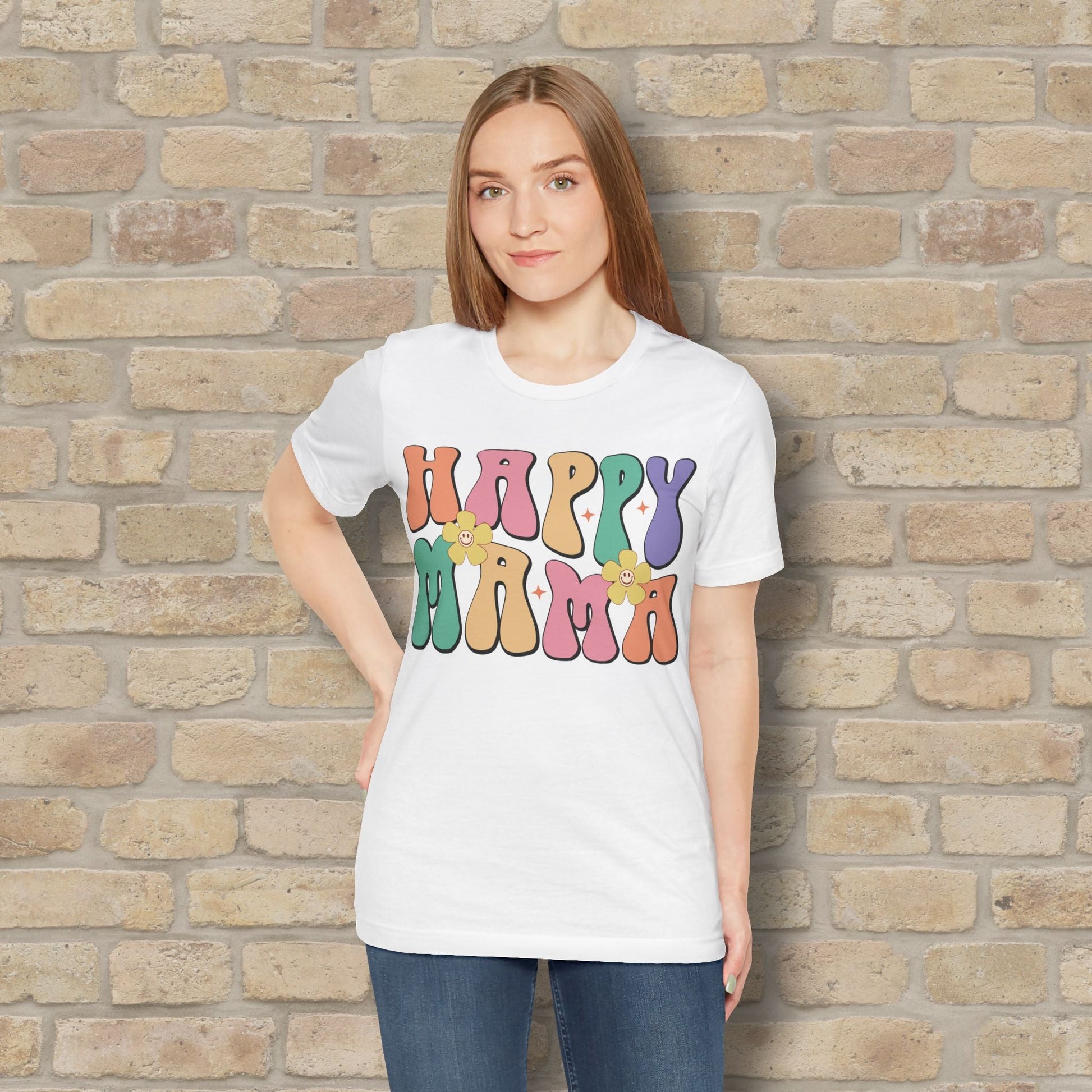 Mostly Text T-Shirts Happy Mama Tee - Vibrant Styles
