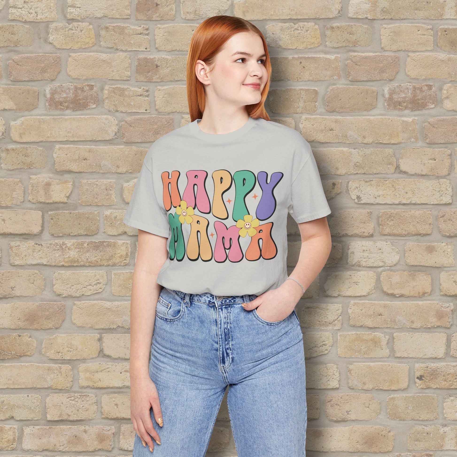 Mostly Text T-Shirts Happy Mama Tee - Vibrant Styles